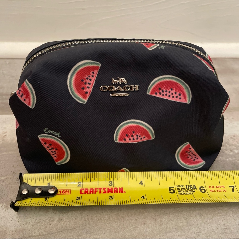 Coach Black Cosmetic Pouch with Red & Green Watermelon Print - Picture 10 of 12